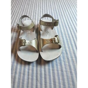 Salt Water Sandals Kids Gold Metallic Buckle Fisherman Summer Shoes Size 10